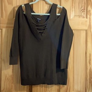 Express Dk Green Cold Shoulder Sweater  Sz M